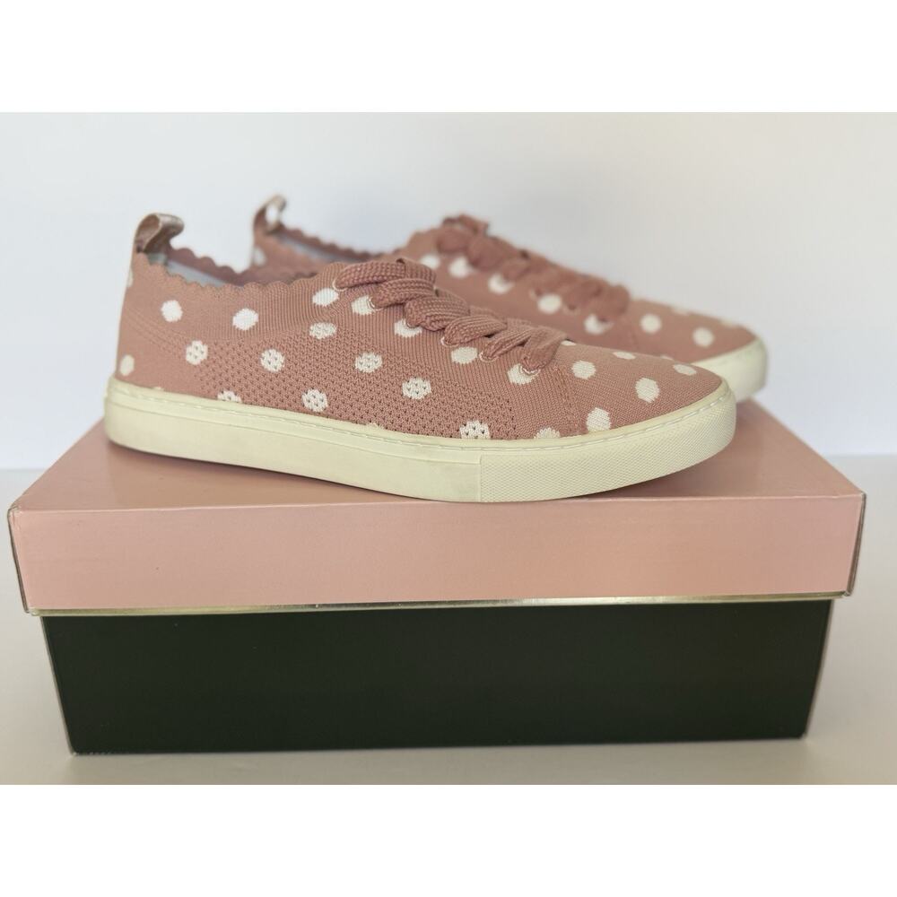 Kate Spade New York NIB Abbie Lace up Sneakers Pink Polka Dot Women's Size 7.5